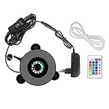 town sister 18 RGB LED Licht Fernbedienung Luftausströmer Luftstein Sauerstoffstein Sprudler Air Stone mit LED Luftblase für Hydroponik Aquarium Pumpe 16 Statische, 4 Arten von Dynamik L