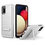 UNC Pro für Samsung Galaxy A02s Handyhülle Gebürstetes Metall Stil Hybrid Handyhülle mit Kickstand für Männer Frauen Stoßfest Bumper Case Silb