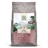Wildes Land - Halbfeuchtes Trockenfutter für Hunde - Rind - 5 kg - Soft mit Reis und Wildkräutern - Glutenfrei - Extra viel Fleisch - Für alle Hunderassen - Beste Akzep