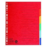 Original Falken Karton-Register überbreit. Für DIN A4 24 x 29,7 cm volle Höhe mit Organisationsdruck 6-teilig vollfarbig zur Ablage von Prospekt- und Klarsichthü