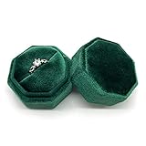 YO-HAPPY Velvet Single Ring Box Achteck Hochzeitszeremonie Ring Box mit abnehmbarem Deck