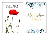 6 Stück (2x3) Premium Dankeskarten (Klappkarten) mit 6 Umschlägen, Danke, Dankeschön, Karten, Dankekarten, Hochzeit, Geburt, Baby, Taufe, Abschied, Geburtstag, Jub