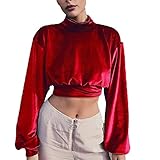 Herbst Und Winter Neue Damenmode High-Neck Velvet Short Section Navel Thin Section Sweater Slim Long-Sleeve Top