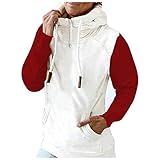 Hoodie Kapuzenpullover Kordelzug Halloween Pullover Damen Longsweatjacken Herbstmantel Lang Oversize Sweatshirt Rollkragenpullover Tops Zip Oberteile Kontrastfarbe Pulli Mit Kapuze Und T