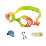 Aacaiqi Kids Swimming Goggles Waterproof Anti-Fog No Leaking UV Protection Soft Silicone Kids Swimming Goggles (Gelbgrün)
