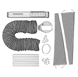 AEG AWK03 Premium Window Kit (Leicht zu installieren, Fensterabdichtungs-Set, ausziehbar, erweiterbar, Textildichtung, passend für alle portablen Klimageräte mit 15cm Schlauchdurchmesser, grau/weiß)