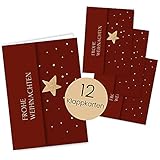 Weihnachtskarten Set (12 Stück) - A6 Klappkarten für Weihnachten - Christmas Postkarte für deine Weihnachtsgrüße - Coole Weihnachtspostkarten mit und ohne Sprüche - Frohe Weihnachten Klappk