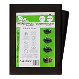 GARDENIX® 16 m² Anti Unkrautvlies 50g/m² ‒ Gartenvlies Hohe UV-Stabilisierung reißfest und wasserdurchlässig Schwarz (1,6m x 10m)