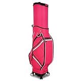 NINAINAI Tragbare Golftasche Golf Carry Bag Lightweight Retractable Golf Stand Tasche mit Rädern Trolley Bag wasserdichte Golfplatz Cart Tasche Männer Golftasche (Color : Rose, Size : 27x42x128cm)