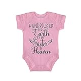 DKISEE Baby-Body mit Aufschrift 'Handpicked for Earth by My Sister in Heaven', kurzärmelig, für 9-12 Monate, R