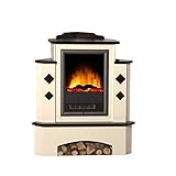 Elektro-Eckkamin'Gioco' creme weiß, Landhausstil, Optiflame®, 2000 Watt, 3D- Flamm- und Gluteffekt, Dekokamin, Kamin, O