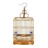 Birdhouses Handgefertigter Vogelkäfig aus Bambus Runder Drosselkäfig Vogelkäfig mit großem Fassungsvermögen Kotboden Tragbarer G