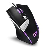 RaceGT RGB-Gaming-Maus, kabelgebunden, ergonomische Maus mit 7 Hintergrundbeleuchtung, RGB-Beleuchtungsmodi bis zu 7200 DPI, 6 Tasten für Windows-PC-Gamer (schwarz)