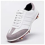 HANHJ VIIPOO Männer Golf wasserdichte Golfschuhe Weiche rutschfeste Große Trainingsschuhe Abnehmbare Nieten, Keine Angst Vor Tau, Atmungsaktives Futter, Bequeme Sportschuhe,White-EU41