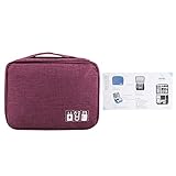 Changor Wasserdicht Lager Tasche, Lager Tasche 24.5.*18.*10 cm Faltbar Lager Tasche Polyester und Nylon zum USB Kabel Leistung Bank Kopfhörer Digital Garget Veranstalter (Lila)