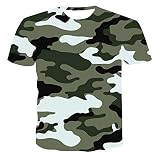 FANGDADAN 3D Printed T-Shirts,Unisex Neuheit Crewneck T-Shirt Einfache Personalisierte Camo Grafik Casual Fashion T-Shirt Für Männer Und Frauen Kreative Sommer Streetwear Plus Größe Top, Bunt, XXXXXX