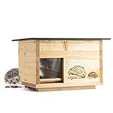 Woid Herz Igelhaus Neu 2X imprägniert (IG4) Igelhotel Igelhütte Igelfutterhaus - Igelhaus mit Rattenklappe - mit Boden und Abnehmbarer Dachöffnung zur leichteren Reinigung