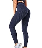 lalamelon Damen Honeycomb Gym Leggings Sexy Booty Push Up Sporthose Anti Cellulite Hohe Taille Yogahosen Geraffte Scrunch Butt Lifting Leggins Kompression Sport Fitness Sportleggings Yog