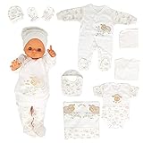 Neugeborenen Baby Krankenhaus Geschenk Set 100% natürliche Baumwolle Erstausstattung Erstlingsausstattung Ausstattung Unisex Kleidung Geschenkset Babyausstattung für Babys 0-4 Monate (Ecru)