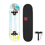 OLYSPM Skateboard 31x8 Zoll Skateboard Erwachsene Skateboard Kinder,7-lagiger Ahorn Double Kick Deck Concave mit ABEC-9 Kugellagern Und 95A-Räder,für Kinder,Jugendliche und Erw