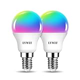 WLAN Smart Led Lampe, E14 5W Dimmbar Bluetooth Glühbirne G45 40w Leuchtmittel Mehrfarbige RGB Wifi Birne Sprachsteuerung, Kompatibel mit Amazon Alexa Echo,Echo Dot Google Assistant, 2 Pack