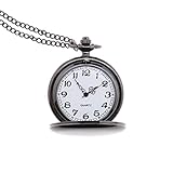 Vintage Taschenuhr, glatt, klassisch, 40 cm, Edelstahl, Geschenk für Herren und D