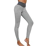 Zegeey Yoga Hose Damen Stretch Yoga Leggings Jogginghose Fitness Laufen Active Hosen Tailliert Bodybuilding Hose (004#Grau, XL)