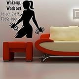 Mrlwy Workout Wandtattoo Fitness Kunst Tür Fenster Vinyl Aufkleber Gym Schlafzimmer Inneneinrichtung 57x64