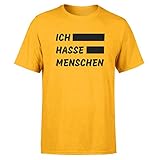 T-Shirt Spruch: ICH Hasse Menschen * Fun Humor Lustig * 100% Baumwolle, Farbe:Gelb, Größe:XS