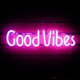 Good Vibes Leuchtreklamen Pink Good Vibes Worte Neonlichter für Raumdekoration Licht Lampe Schlafzimmer Bierbar Pub Hotel Hotel Spielzimmer Wandkunst Dekoration (19,6 '' × 4,9 '')