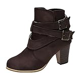 LULUZ Damen Stiefeletten Ankle Boots Herbst Winter Bequeme Stiefeletten Frauen Elegante Freizeitstiefel Winterschuhe Modische Damenstiefel Biker Boot S