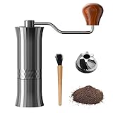 Kaffeemühle Manuell Edelstahlmahlwerk 6-Achsen CNC420 Kegelmühle Edelstahlmühle Einstellbare Handkaffeemühle 25g Bohne Aluminiumgehäuse Leichte Tragbare Kaffeemühle Maschine Espressomühle Silberg
