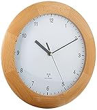 TFA Dostmann Funkwanduhr, Design Wanduhr Holz, aus Buche, zum Hängen, 31cm Durchmesser, braun, 98.1065