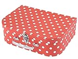 Bieco Kinderkoffer mit Punkten in Rot | Koffer aus Pappe, Metallgriffe | Köfferchen für Kinder, Reisekoffer Kinder | Gutschein Verpackung | Reise-Spielek