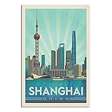 RQSY Vintage-Reise-Poster China Shanghai, Leinwand-Kunst, Poster, Bild, modernes Büro, Familie, Schlafzimmer, dekorative Poster, Geschenk, Wanddekoration, Gemälde, Poster, 20 x 30