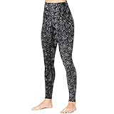 MNRIUOCII Sport Leggings Damen Leggins Leopard High Waist Yogaleggings Einfarbig Sporthose Blickdicht Sportleggins Lang Strumpfhosen Yogahose L