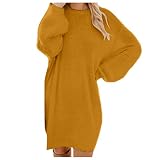 Strickkleid Damen Winter Strickpullover Kleid Damen Lang mit Rollkragen Pulloverkleid Damen Elegant Plüsch Wickelkleid Strickkleider für Damen Winter Knielang Long Sweatshirt Eng Langarm Minik