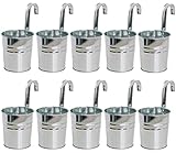 KAHEIGN 10Pcs Blumentopf Metall Hängende Blumentöpfe, 10cm Blumentöpfe Hängende Blumeneimer mit abnehmbarem Haken für Balkon Zaun Garten Wohnkultur (Silber)