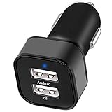 12W Autoladegerät USB Zigarettenanzünder Adapter Ladegeräte Mit Blauer LED Für iPhone/Android - Schw