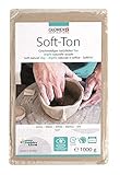 GLOREX 6 8075 201 - Soft Ton weiß 1000 g, natürlicher, besonders weicher und geschmeidiger Ton, lufthärtend und für Brennofen geeignet, sehr gut für Kinder geeig