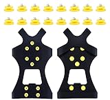 SHUAIG Spikes für Schuhe, Schuhspikes, Schuhkrallen Steigeisen für Schuhe im Winter,Schuhkrallen,10 StollenSchnee Ice Grips Steigeisen Stollen Spikes,16er-Pack Ersatz-Schneespikes (XL)