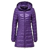 JGSDJWIAS Herbst Winter Frauen Ente Downs Jacke Slim Parkas Damen Mantel Lange Kapuze Plus Größe Ultraleichte Oberbekleidung (Color : Purple, Size : 4XL)