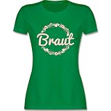 JGA Junggesellenabschied Frauen - Braut Blumenkranz rosa - XL - Grün - junggesellinnenabschied t-Shirt - L191 - Tailliertes Tshirt für Damen und Frauen T-S