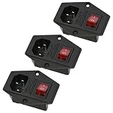QLOUNI 3 Stück Kaltgeräte Einbau-Stecker 220-250V/ 10A Audio Kaltgeräte-Buchse Einbau Kupplung inkl. Sicherung Kaltgeräte Einbau-Buchse C14 mit S