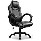 IntimaTe WM Heart Gaming Stuhl, Hoch Rücken Bürostuhl Ergonomisch, PU Kunstleder Racing Sportsitz Drehstuhl (Schwarz)