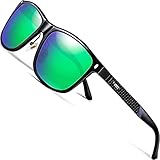 ATTCL Herren Fahren Polarisierte Sonnenbrille Al-Mg Metallrahmen Ultraleicht, Verspiegeltes Grün, M