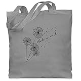 Shirtracer Sprüche Statement mit Spruch - Pusteblume Make a wish Schwarz - Unisize - Hellgrau - jutebeutel pusteblume - WM101 - Stoffbeutel aus Baumwolle Jutebeutel lange Henk