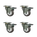Gummi-Lenkrolle Schwerlast-Möbelrolle mit Befestigungsplatte und Kugellagern für Trolley-Werkbank (mit Bremsen) 4er-S