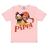 Logoshirt Pippi Langstrumpf Äffchen Kinder T-Shirt I Grafik-Shirt kurzärmlig mit Rundhalskragen I Lizenziertes Originaldesign I Logo-Print langlebig & hochwertig I Baumwolle I Vintage-S