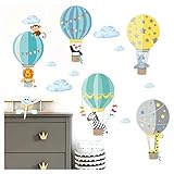 Little Deco Aufkleber Kinderzimmer Tiere im Ballon I 109 x 64 cm (BxH) I Wandaufkleber Wandsticker Wandtattoo Heißluftballon Junge Babyzimmer Sticker DL206-22
